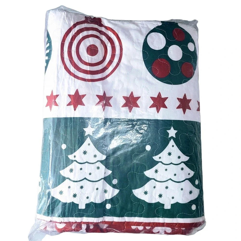 Christmas Quilt Set Twin Size Holiday Snowflakes Cozy Bedding Coverlet